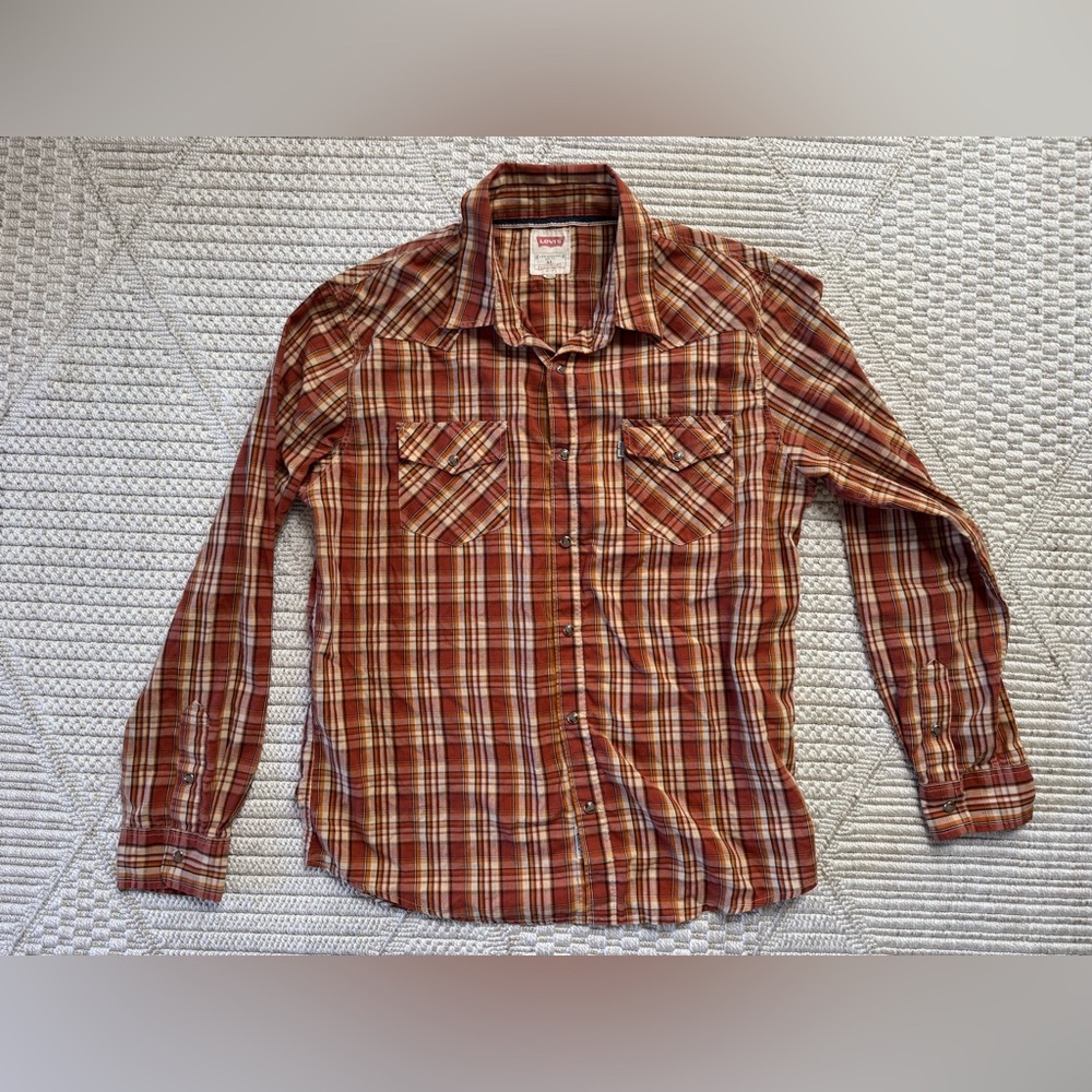 Levi's Men's Plaid Shirt - Red and Brown